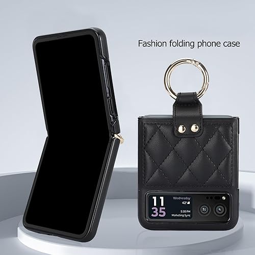 Miniatura 5 de XNXCEVI Funda para Motorola Razr con anillo, cubierta trasera de cuero de primera calidad, antiarañazos, a prueba de golpes, para Motorola Razr 2023