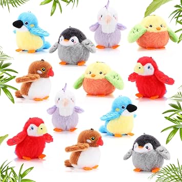 Jenaai 12 Pcs Mini Bird Stuffed Animals Bulk 4 Inches Small Cute Soft Forest Plush Elephants Stuffed Animal Toys for Girls Boys Birthday Baby Shower Decoration Party SuppliesMulticolor