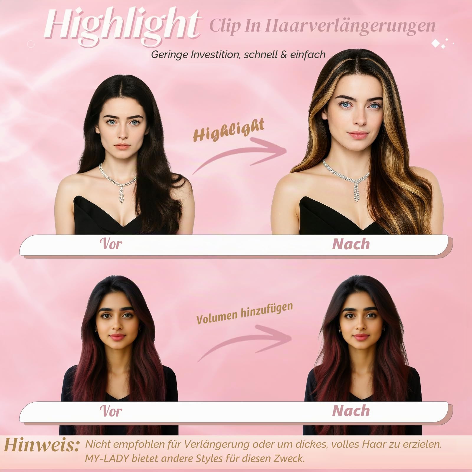 MY-LADY Clip in Extensions Echthaar 6 Stück, 40cm Haarverlängerung Natürlich, Single Clip Hair Extension Highlights für Frauen Damen Glatt Goldbraun&blond(#12P613, 40g)