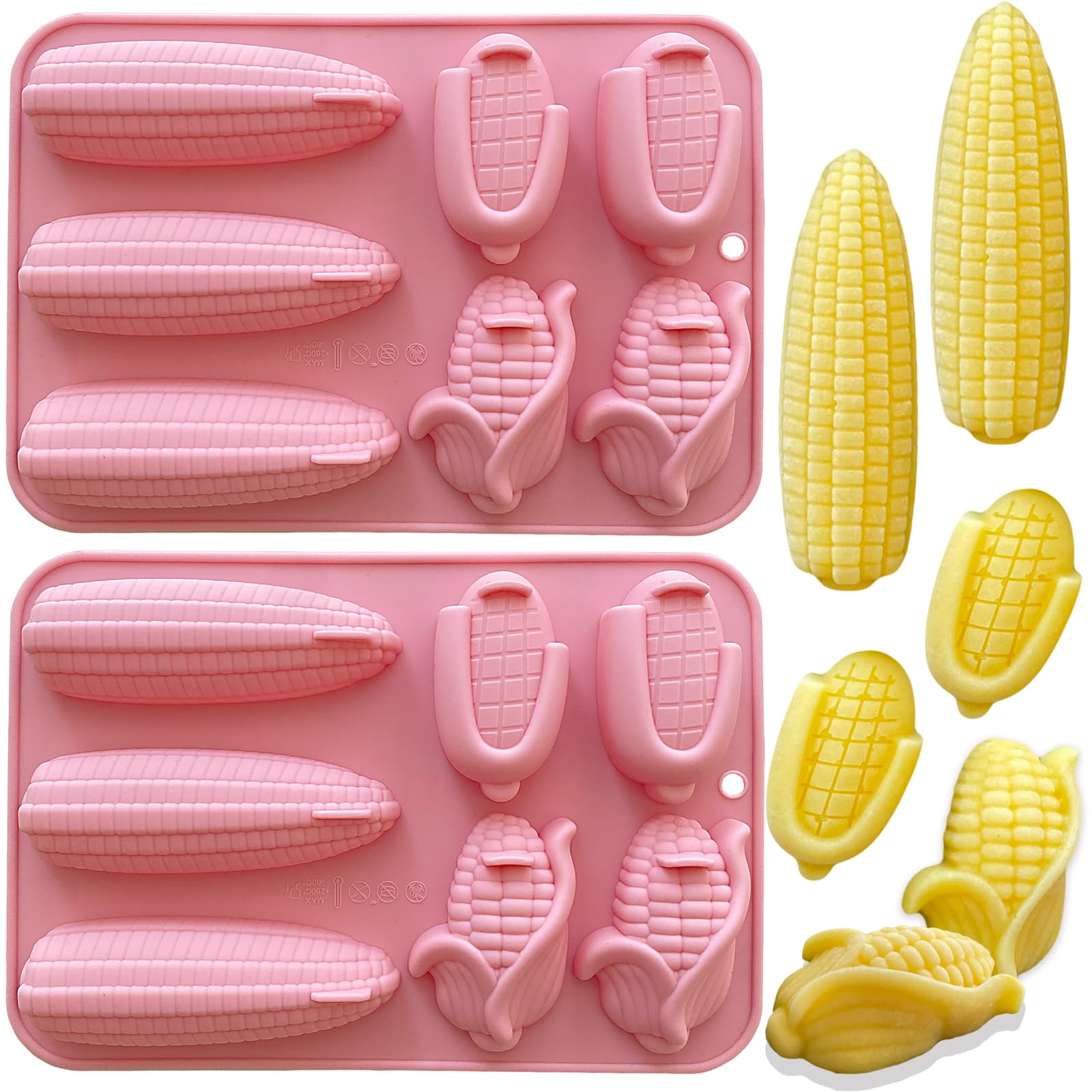 Corn Stick Bread Pan, 2PCS Silicone Corn Bread Molds Cornbread Pan for Baking Cast Iron Cornbread Stick Pan, Cron Molds for Jello Pudding Candle