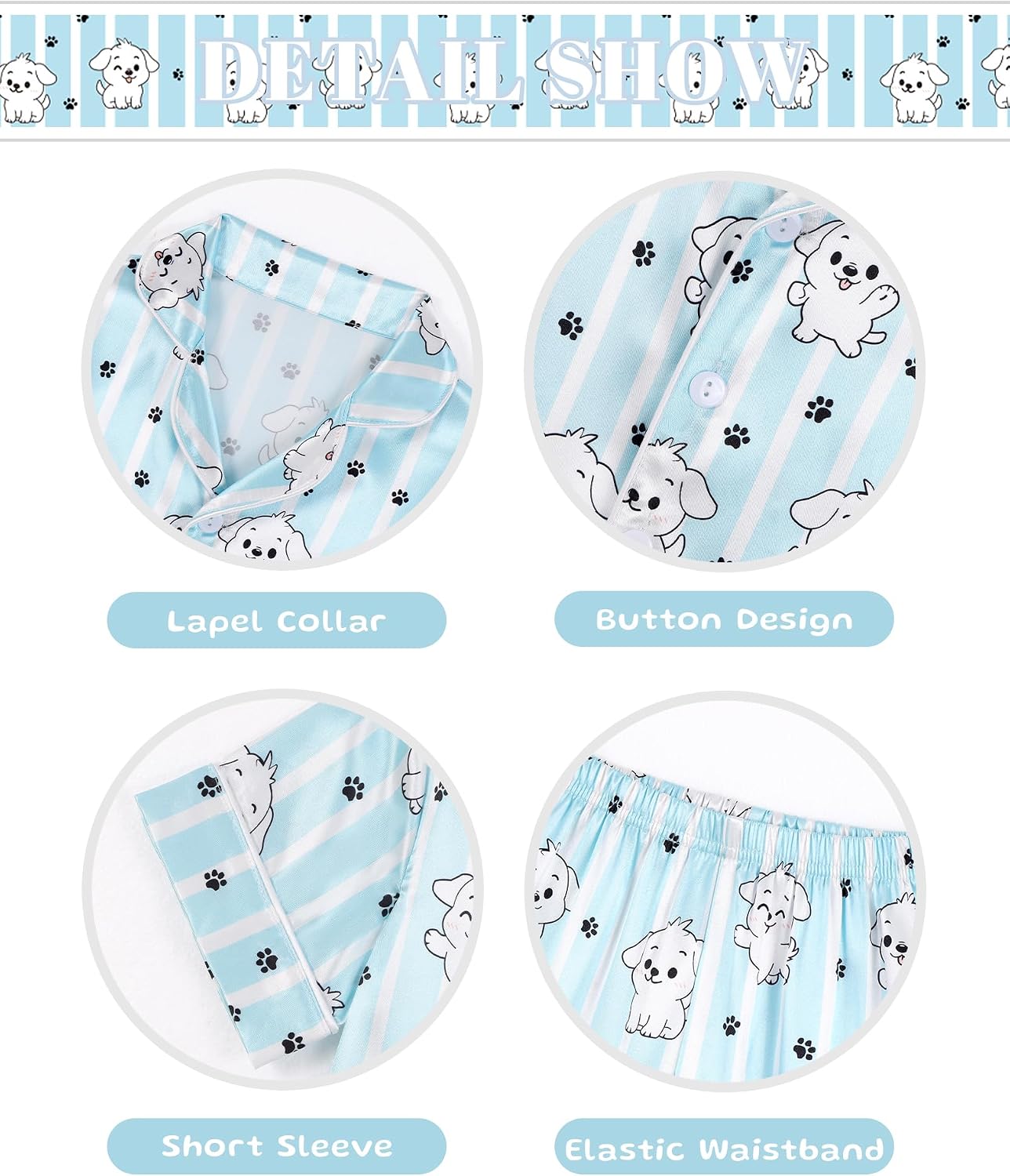 Weixinbuy Toddler Silk Pajamas Short Sleeve Button-Up Summer Pjs for Girls Boys Satin Pajama Sleepwear Set 2-7 Years