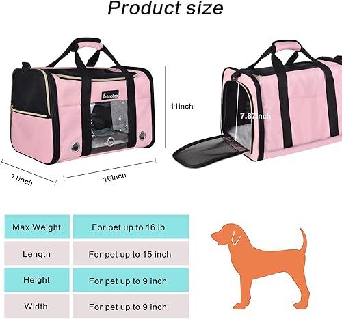 Miniatura 42 de Petmolico Transportador para gatos Bolsa para mascotas de lados suaves para gatos pequeños y medianos, cachorros, 16 libras, transportador de viaje