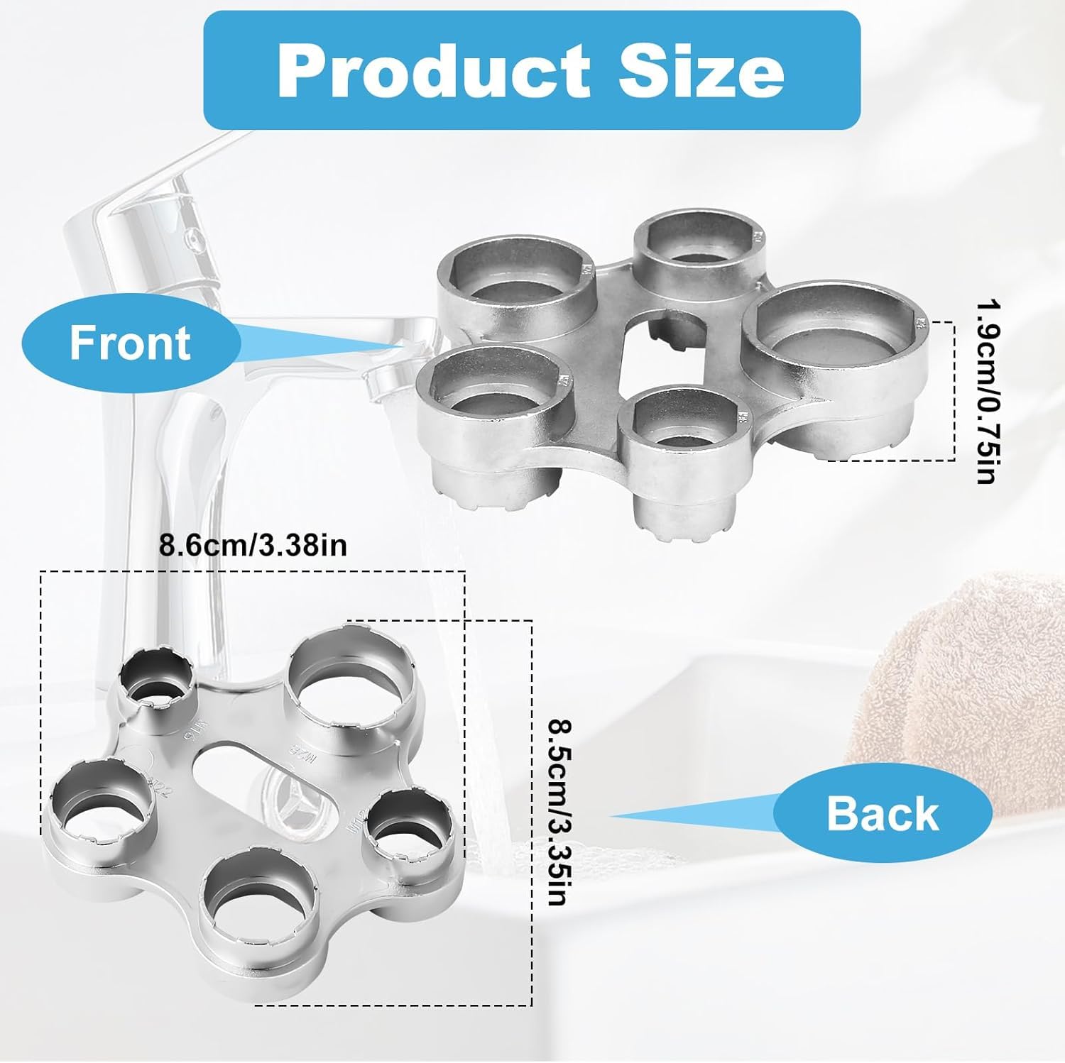 GUOYOU 10 in 1 Faucet Aerator Removal Tool, Metal Aerator Wrench Tool, Universal Aerator Mounting Wrenchs - Image 2