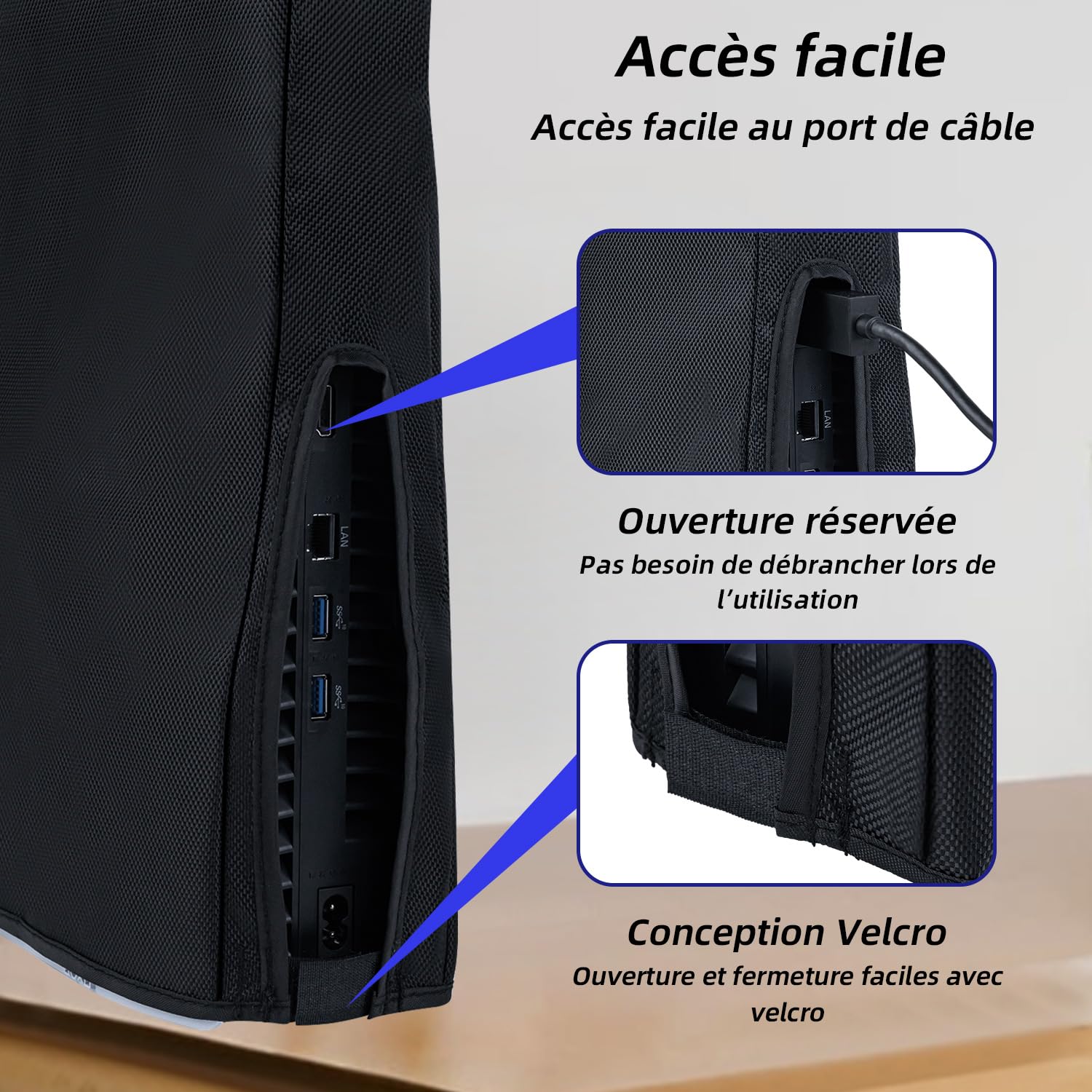 Mcbazel Housse PS5 Slim PS5 Slim Dust Cover Anti-Scratch Housse de Protection Anti-Poussière pour PlayStation 5 Slim Digital/Disc Game Console-Noir