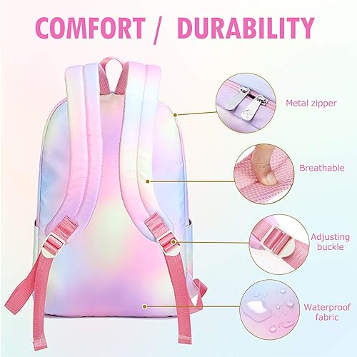 Miniatura 3 de Mochila para laptop con diseño de arco iris, regalo para adolescentes y mujeres, Multicolorido, Computadora portátil