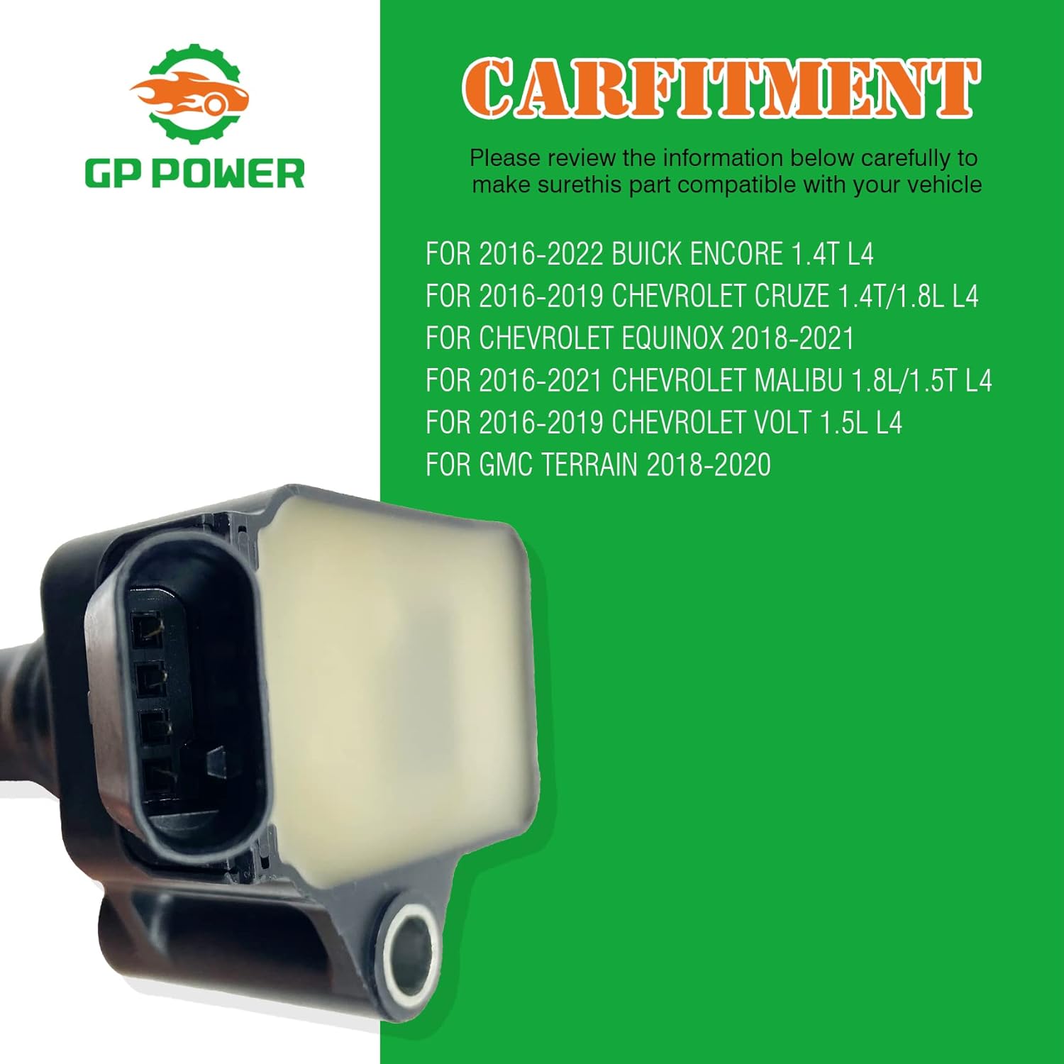 IGNITION COIL UF802 UF-802 12635672 12670053 5C2095 H6T15471ZY SET OF 4 COMPATIBLE WITH BUICK ENCORE CHEVROLET CRUZE EQUINOX MALIBU VOLT GMC TERRAIN 1.4T 1.8 1.5 1.5T L4