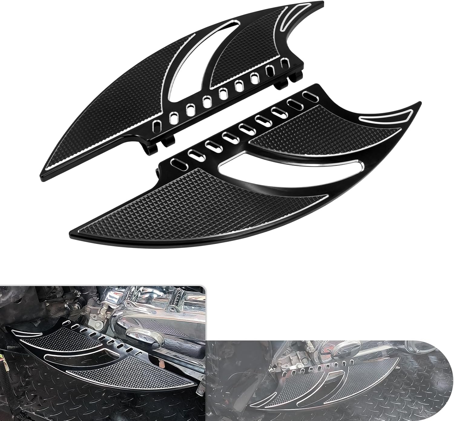 Motorcycle Driver Rider Floorboards Front Footpegs Fit for Harley Touring Electra Glide Road Glide Road King Street Glide 1986-2025, Driver Floorboards Fit for Harley Softail Dyna 1986-2025