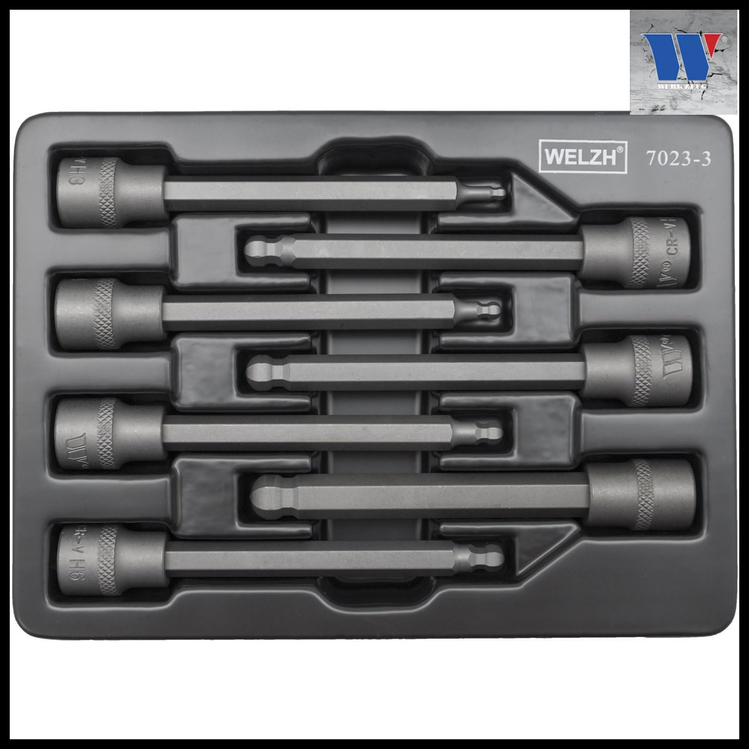 Werkzeug - Ball Head Allen Key, Internal Hex Impact Socket Set, 3/8" Drive 110 mm Long - H3 - H10 - Pro Range. Lifetime Warranty 7023-3