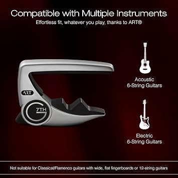 G7th Performance 3 6 String Silver Guitar Capo - Groundbreaking Tension Control & Adaptive Radius Technology - The Perfect Capo for Acoustic Guitar and Electric Guitar, UK Designed Excellence