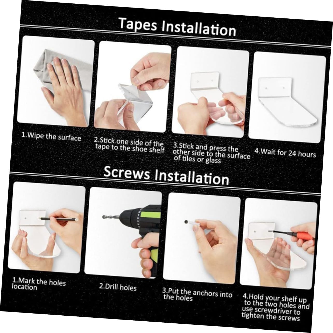 6pcs Acrylic Shoe Display Shelves Wall-Mounted Shoe Rack Floating Shelves Random Color