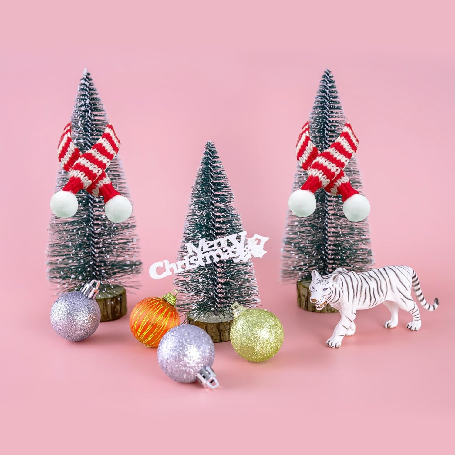 Hemoton Mini Christmas Scarf Set 12Pcs Red White Striped Knit Scarves with Pom Pom Decoration for Wine Bottles Holiday Party Home Entertaining
