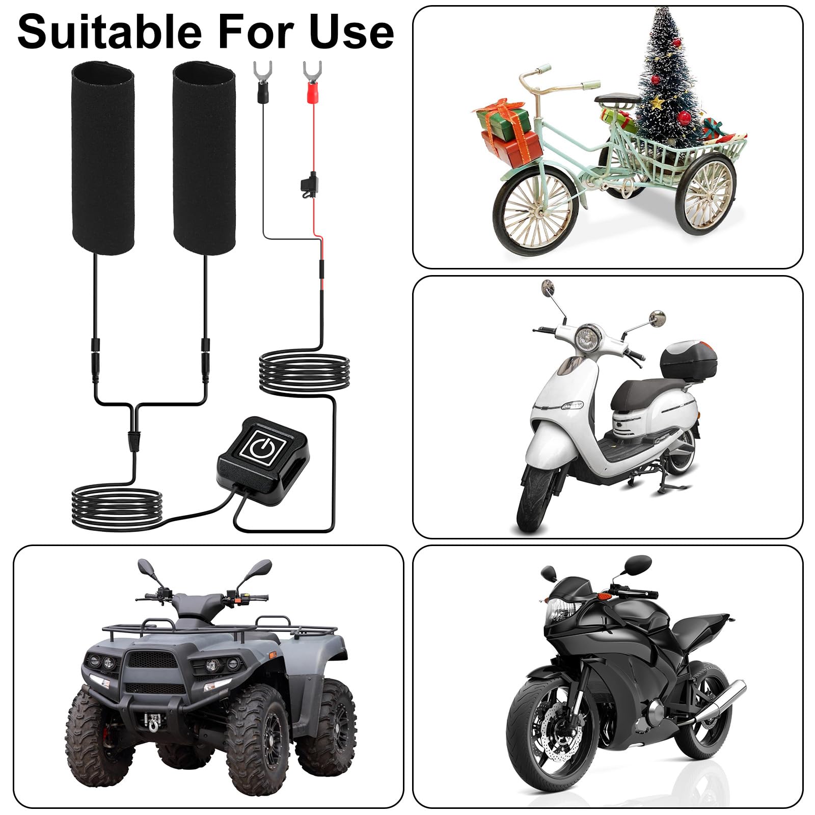 Manopole riscaldanti per moto, 12 V, maniglie riscaldate USB, controllo intelligente della temperatura a tre livelli, maniglie per il riscaldamento manuale, per l'inverno, universale per motociclette