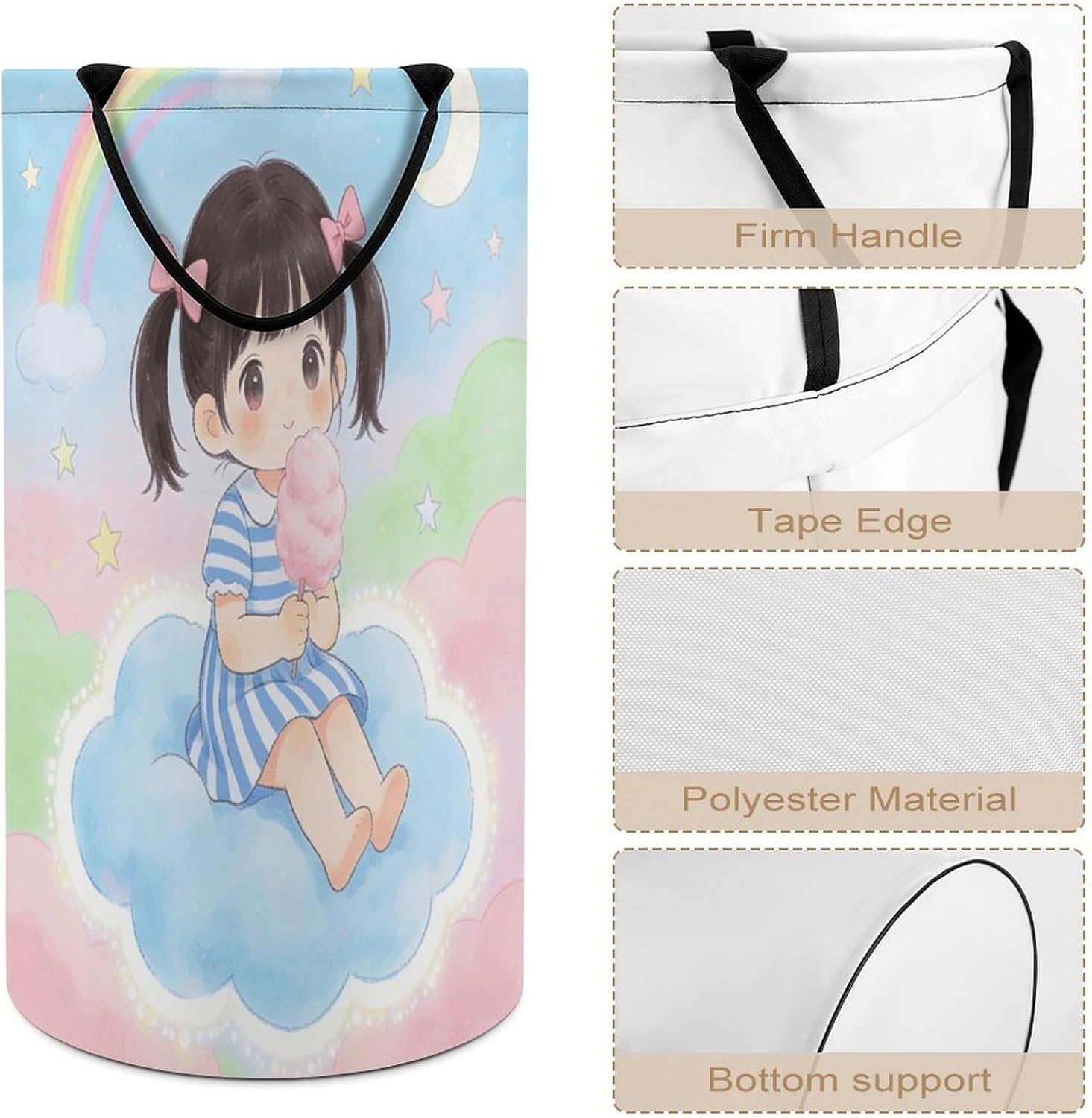 Girlish Heart Laundry Hamper Fashion Dirty Laundry Hamper Portable Laundry Hampers with Handles Lightweight Large Clothes Storage Basket for Bedroom Bathroom