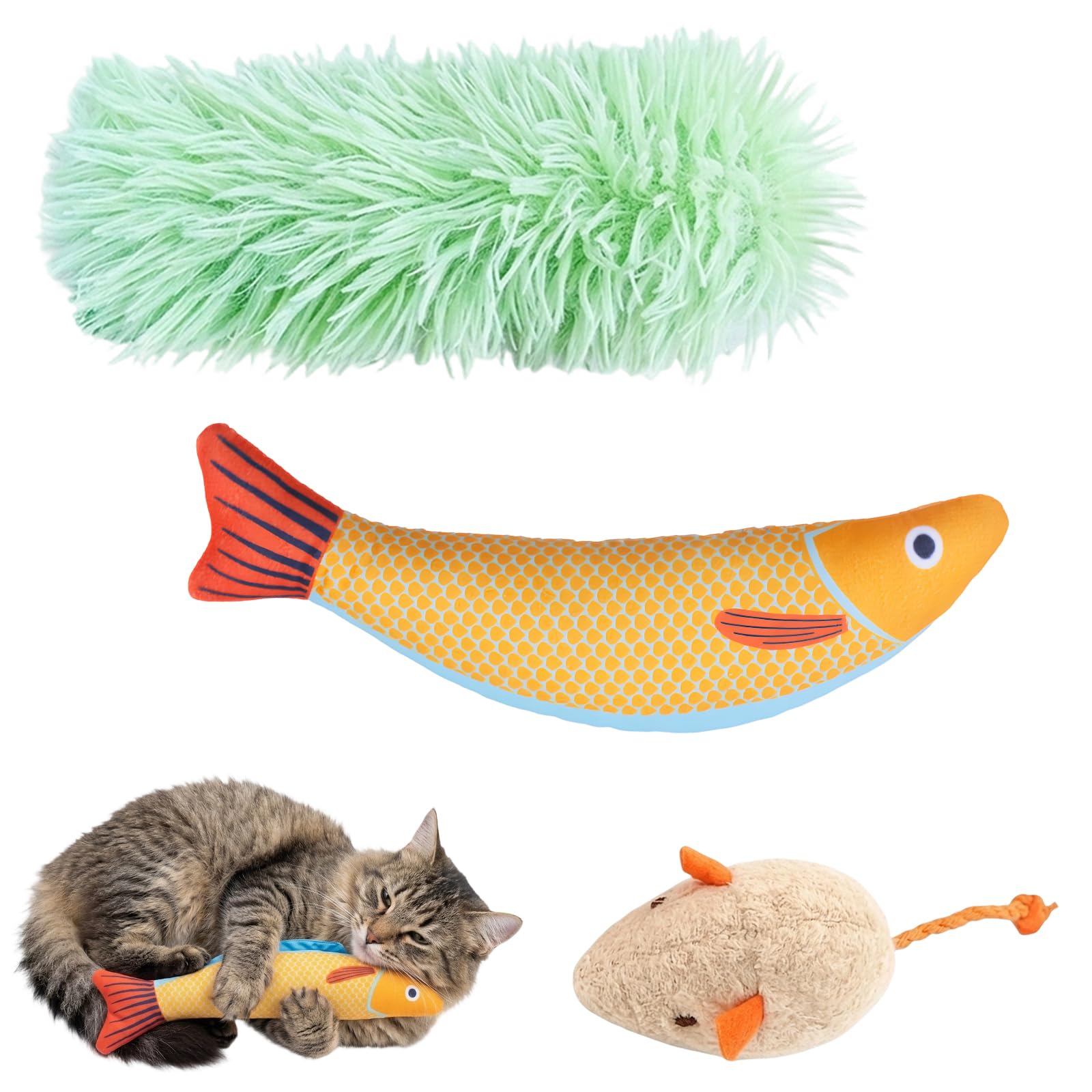 YciVhh 3PCS Cat Nip Toys for Cats, Catnip Toys, Cat Toys Set, Engaging Cat Plush Toys for Indoor Entertainment, Games ideal for Interaction Between the Owner and Pet