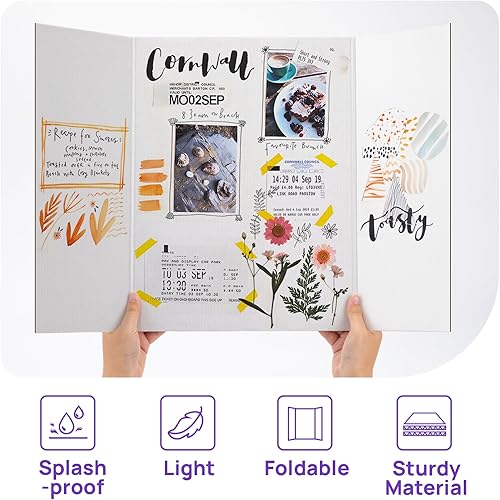 Miniatura 4 de Paquete de 3 tableros de póster triple, hojas de cartón blanco de 24 x 16 pulgadas para proyectos escolares, ferias de ciencias, eventos de negocios