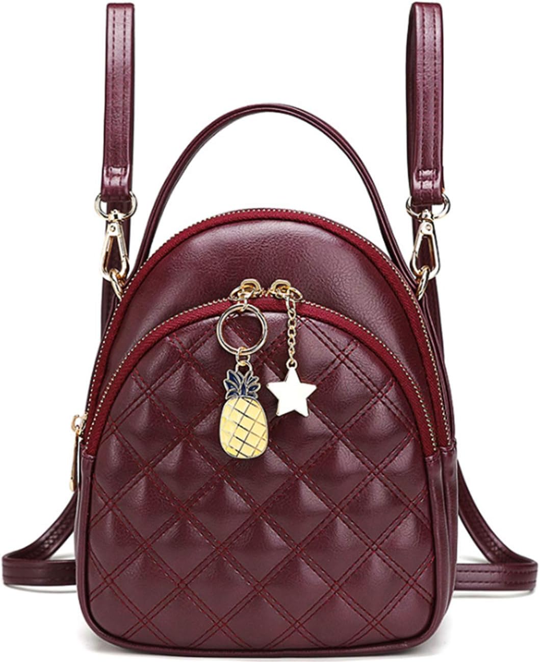 Mini Backpack Purse,VONXURY Fashion Small Leather Quilt Backpack Convertible Casual Travel Daypack for Women Ladies