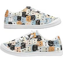 Cute Cartoon Cat Print Canvas Shoes for Women