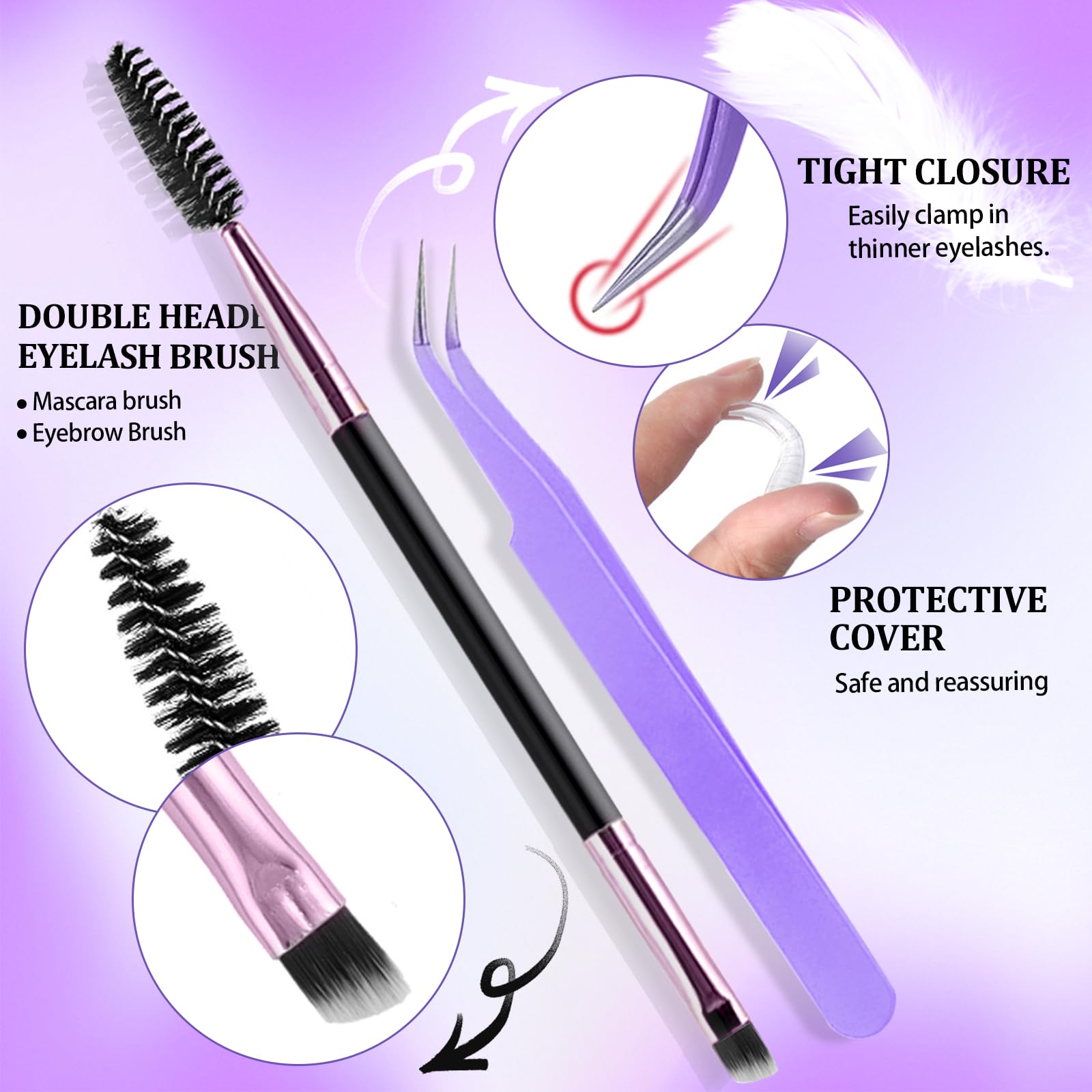 DNSGOOR Kit de Extensión de Pestañas DIY 840 Lash Cluster Caja de Pestañas de Espejo,Pegado y Sellado de Pestañas,Eliminación de Pestañas,Cepillo de Pinzas Mini Aplicador