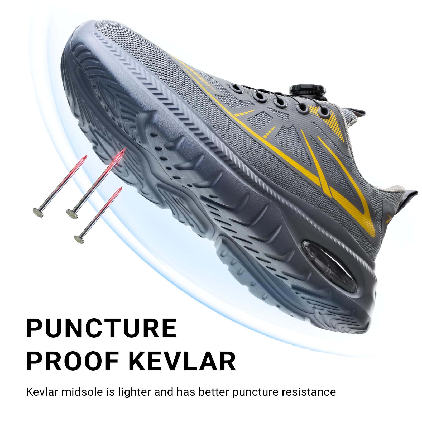USOR Scarpe da ginnastica antinfortunistiche da uomo e da donna, con puntale in acciaio, con fibbia girevole, senza lacci, comode, leggere, con fibbia girevole, antiscivolo, scarpe da lavoro con