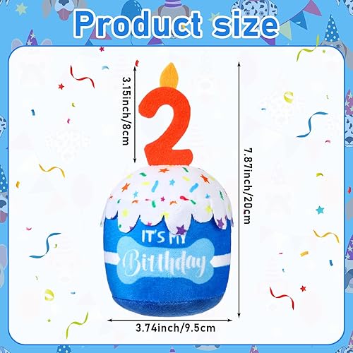 Dog 5th Birthday Cake Toy Accessories for Girl Boy Gifts, Blue Squeaky Plush Toy for Dog Birthday Party Decor Favor for Large, Medium and Small Dogs(Blue,2nd)