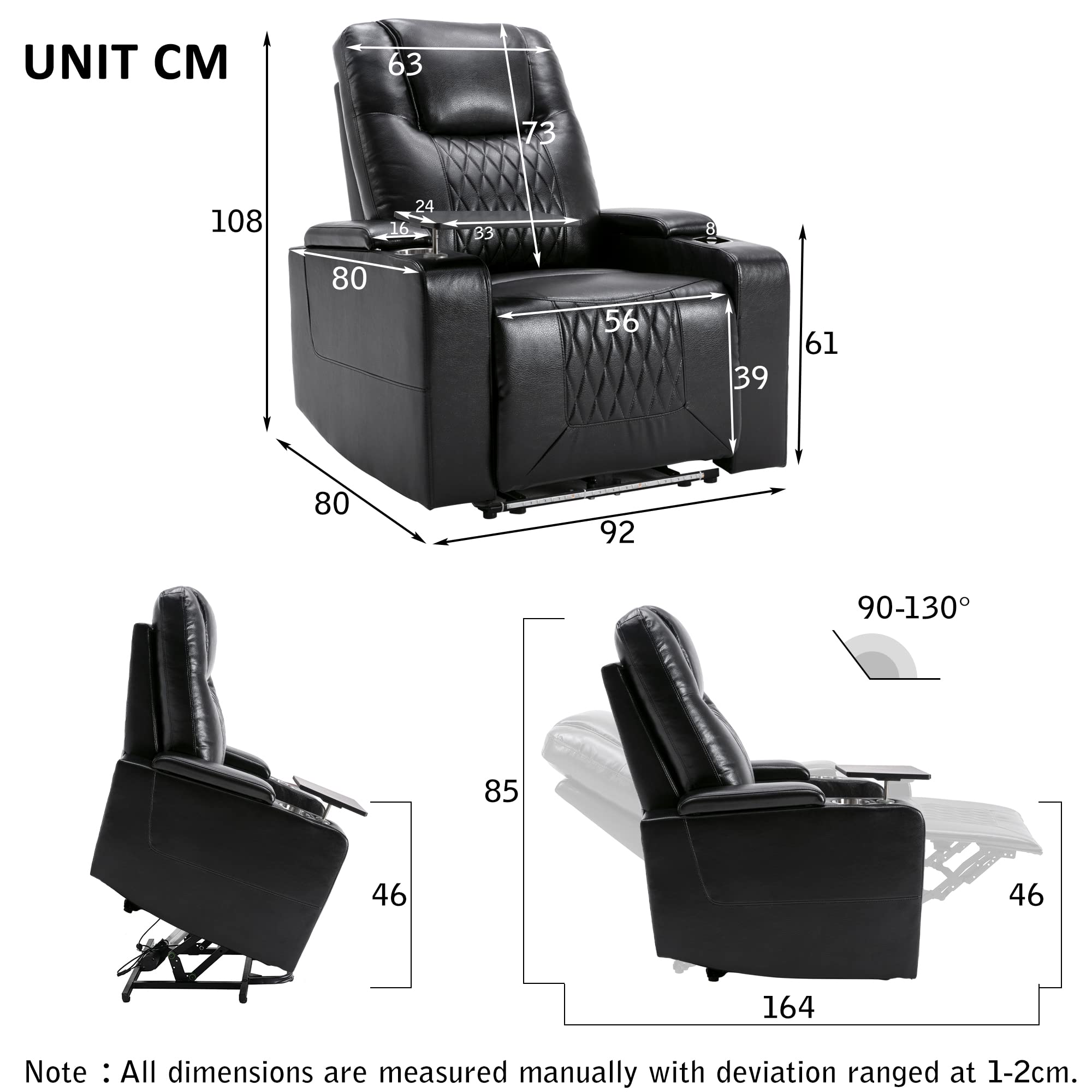 Electric Recliner Chair TV armchair with USB Charge Port, 360 Swivel