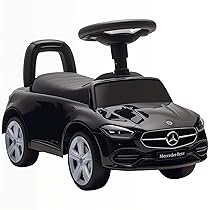 AIYAPLAY Macchina Primi Passi per Bambini Licenza Mercedes Benz con Clacson e Spazio Portaoggetti, Auto per Bambini in PP e Acciaio, 65x28x39 cm, Nero