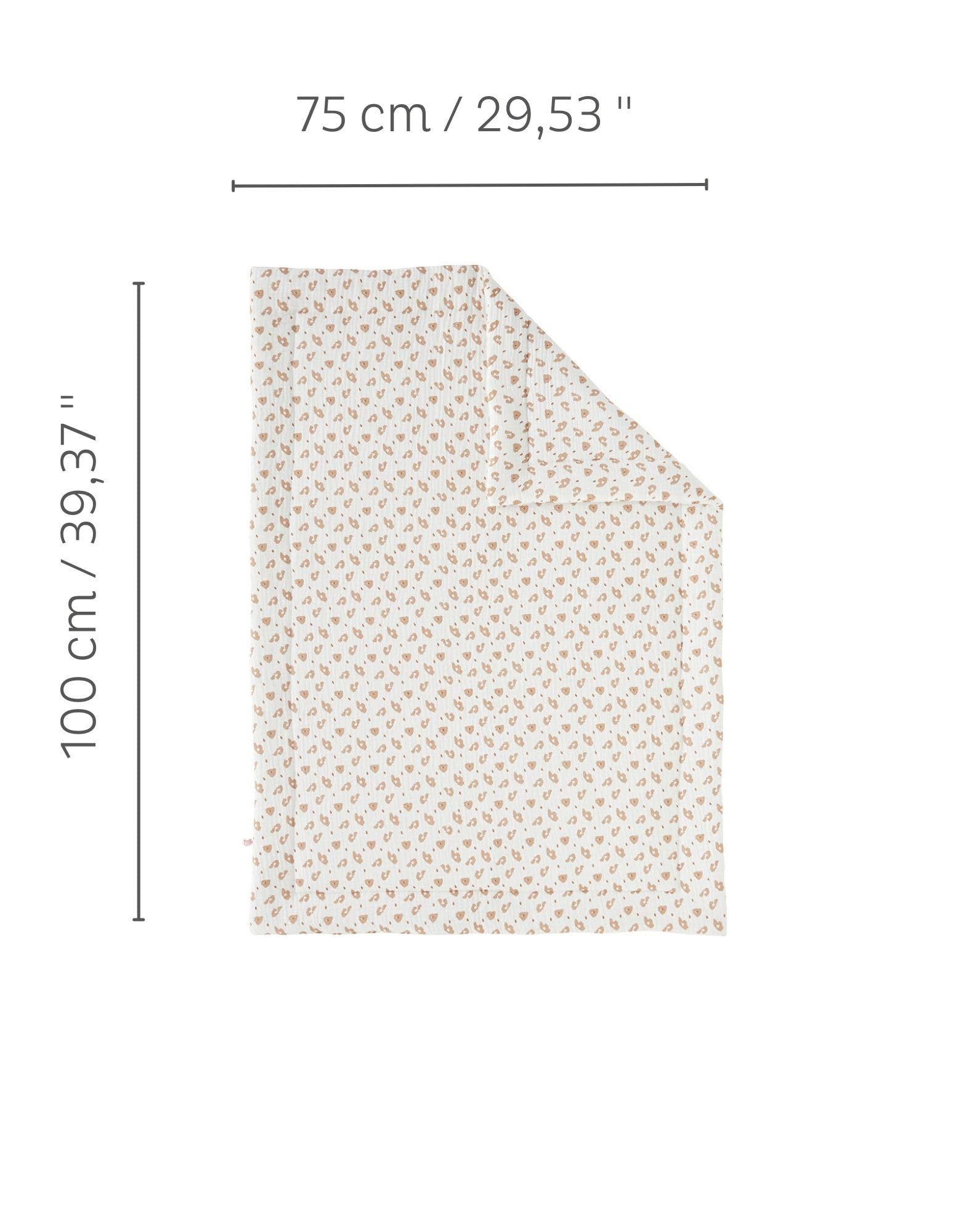NOUKIE'S - Couverture Mousseline - Babou & Kendi - Léopard- Écru/terracotta - 75 x 100 cm