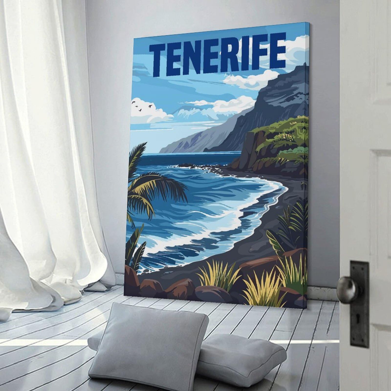 Junmoney Canvas Wall Picture Tenerife Island Spain, 24x36inch(60x90cm), for Gallery Wall Decor And Room Displays, Decorative Artwork with Flexible Styling