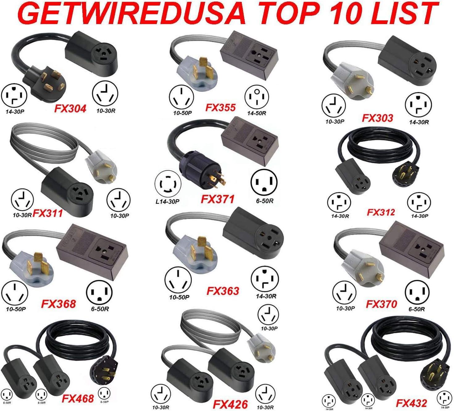 14-50P Male 4-Pin Stove Range Oven Plug To L6-15R 3-Prong Female Twist Lock Generator Receptacle Outlet Electric Power Cord Adapter/Converter