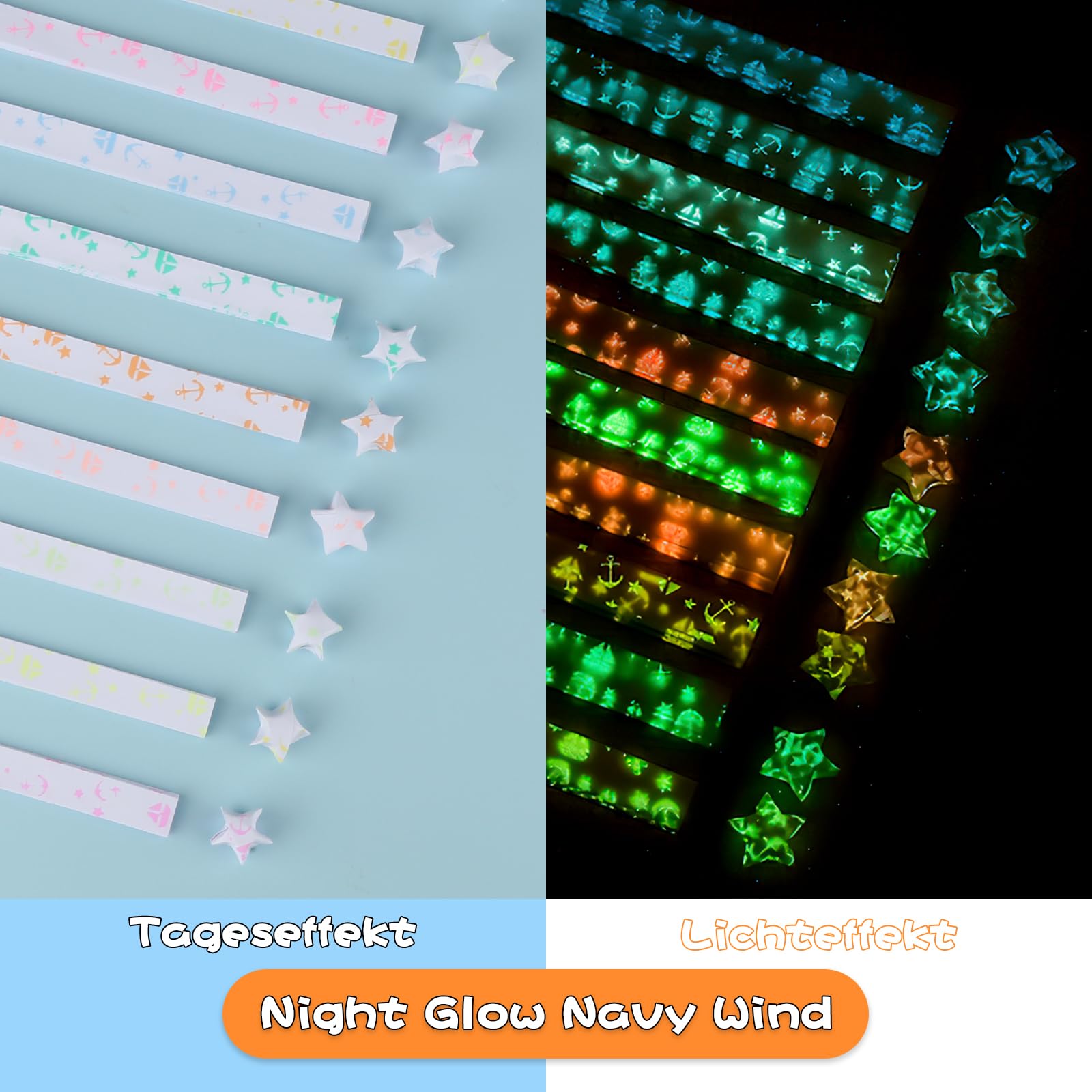 1260 Bandes De Papier à Plier Étoiles Lumineuses - DIY Origami - Brillent Dans Le Noir - Pour Déco Ou Cadeaux