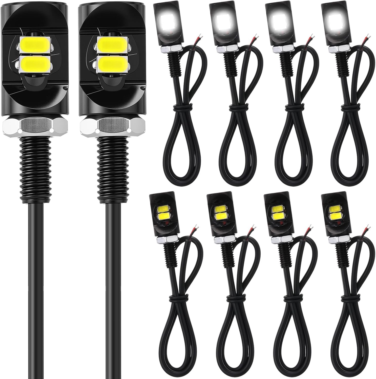 Frienda 10 Pcs License Plate Light 12v LED Motorcycle License Plate Light Waterproof Tag Screw Bolt Lamp Black Aluminium Bulb Holder Legal for Car Truck Motorcycle Bike Rv Atv Holder (2 Smd)