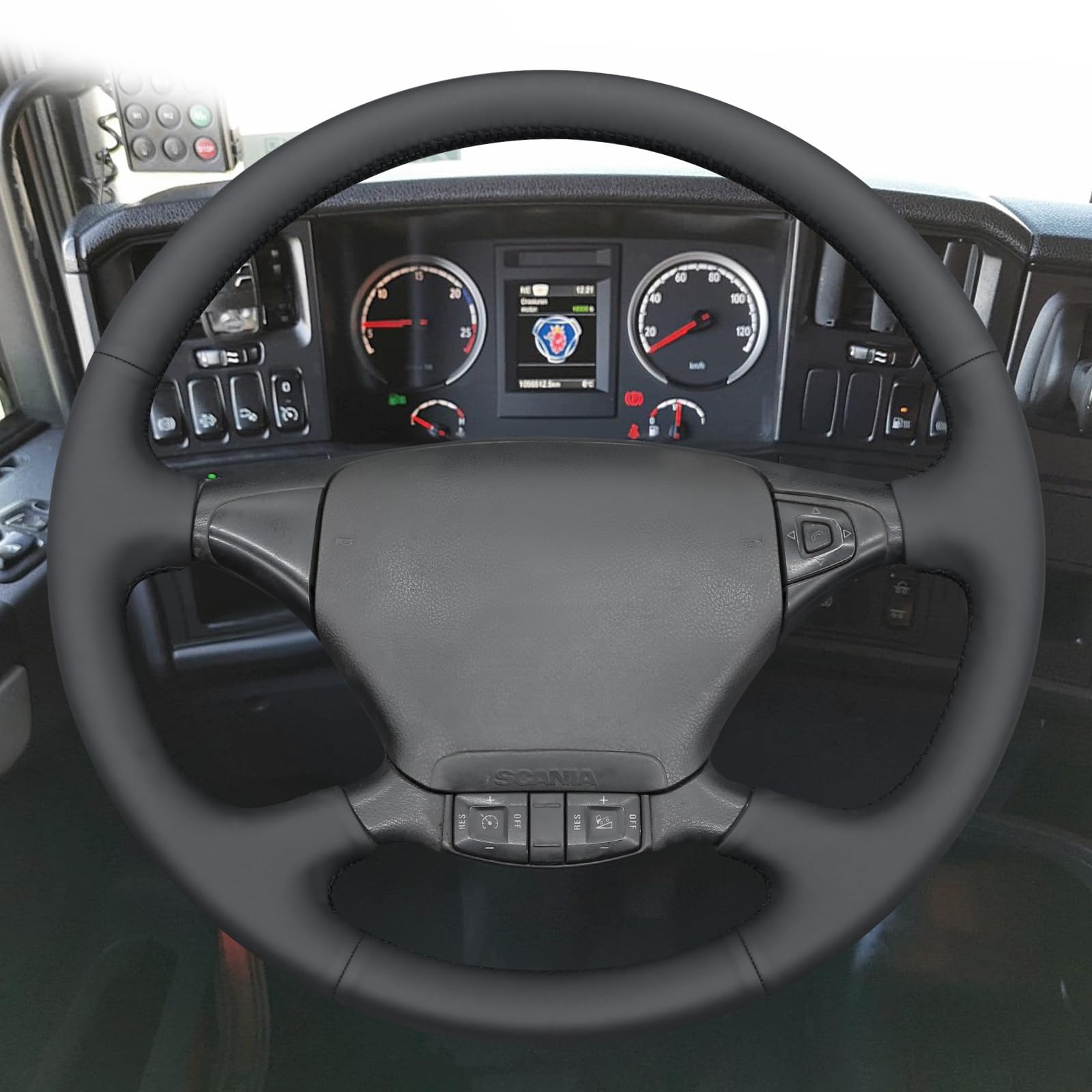 MEWANT Funda de Volante a Medida para Coser Scania P G R | Scania P G R T Series 2004-2015 / volante Scania P G R T Series Transpirable Para Volantes Calefactados Duradero