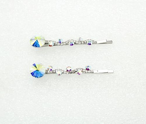 Miniatura 7 de Faship Un par de pinzas para el cabello florales de cristal de diamantes de imitación de alta calidad azul marino 2 pines - azul marino