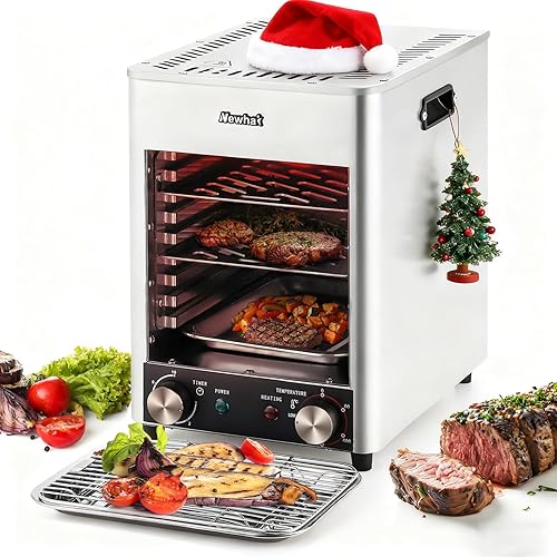 Newhai Asador eléctrico de carne de 1700 W, parrilla de carne comercial para interiores, parrilla automática para carnívoros, temperatura de tiempo,