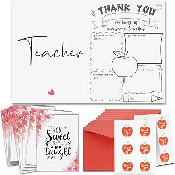 Teacher Appreciation Cards - Teacher Valentines Day Gifts - Thank You Greeting Cards Great Appreciation Gifts in Bulk