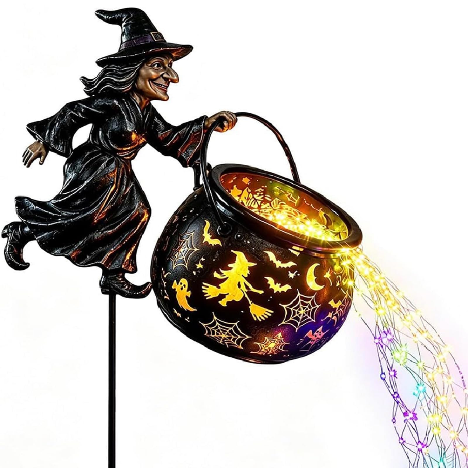 WMFASBAG Witch Cauldron Decorative Lamp Enchanted Witch Lamp for Garden Dec