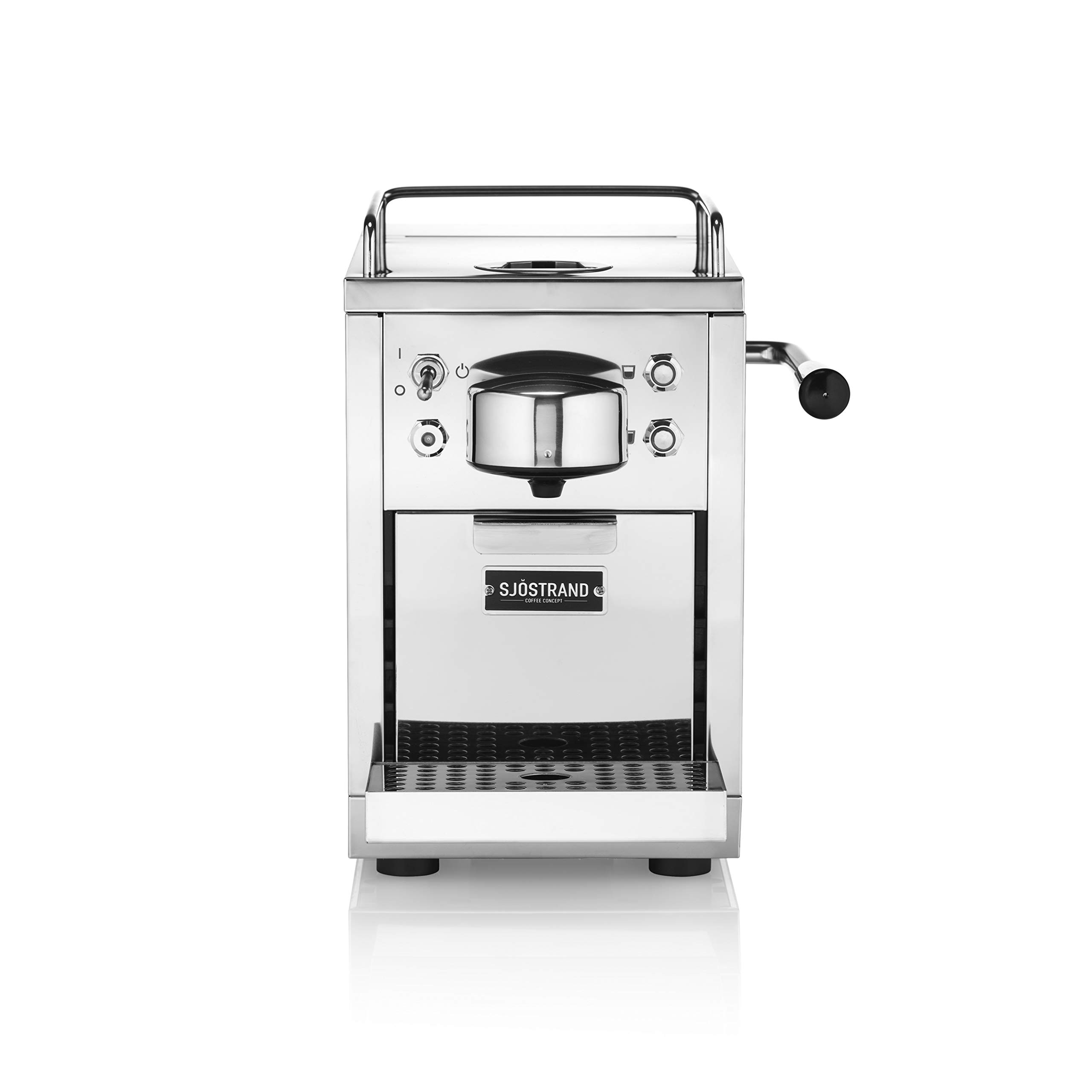 Cafetera automática de expresos Sjostrand, de Acero Inoxidable para cápsulas monodosis. Compatible con Nespresso Silver