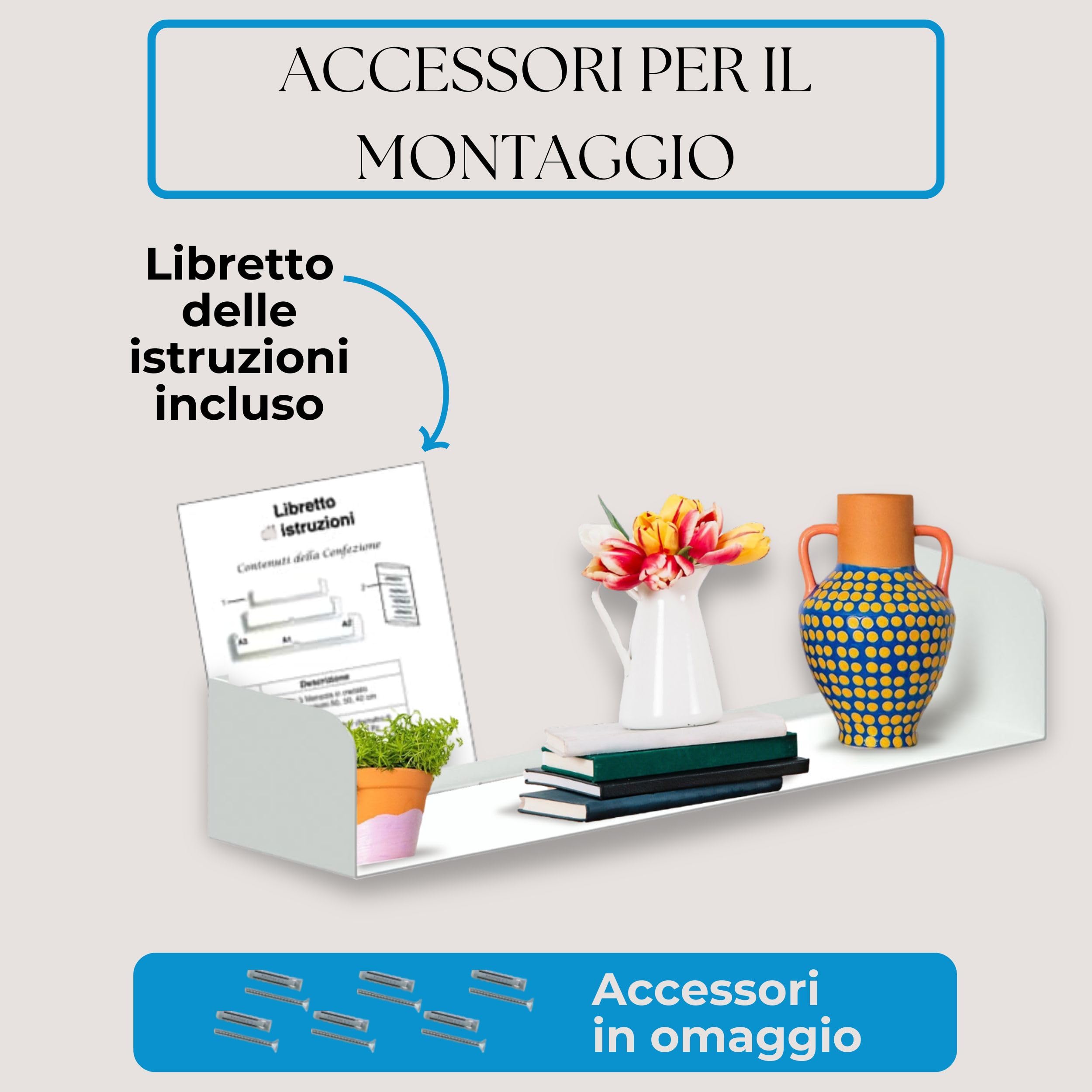 Flo.mar - Mensole da Parete 2 pezzi 60 cm - Mensole per Libri a Effetto Scomparsa - Mensola da Muro Porta Oggetti e Libri Resistenza +15kg
