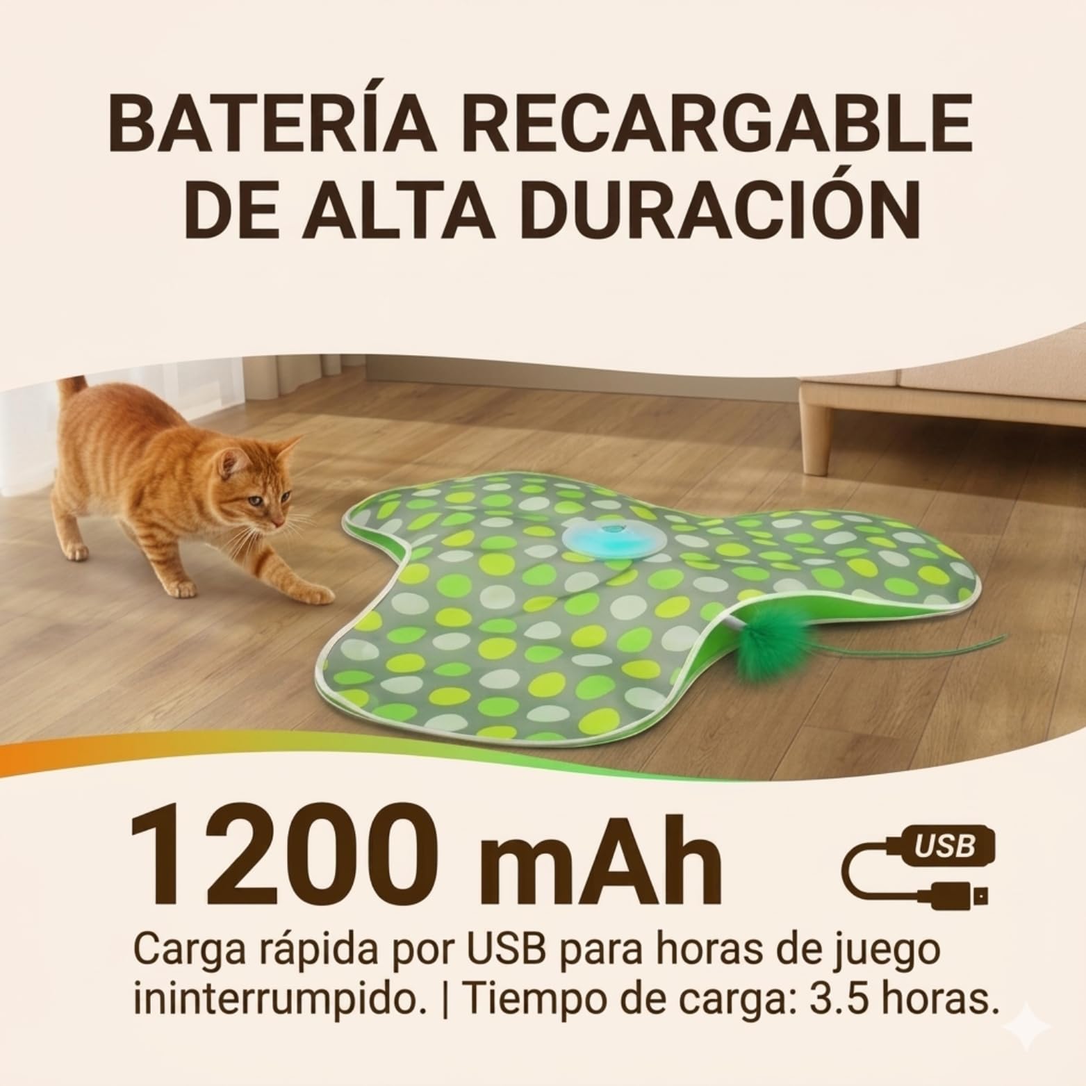 Kory Juguete Interactivo Gato con Manta de Escondite - Juguetes para Gatos Recargable USB con 3 Modos de Velocidad - Juguete Gato Interactivo y Sensor Táctil - Cat Toys con Plumas Móviles Ocultas
