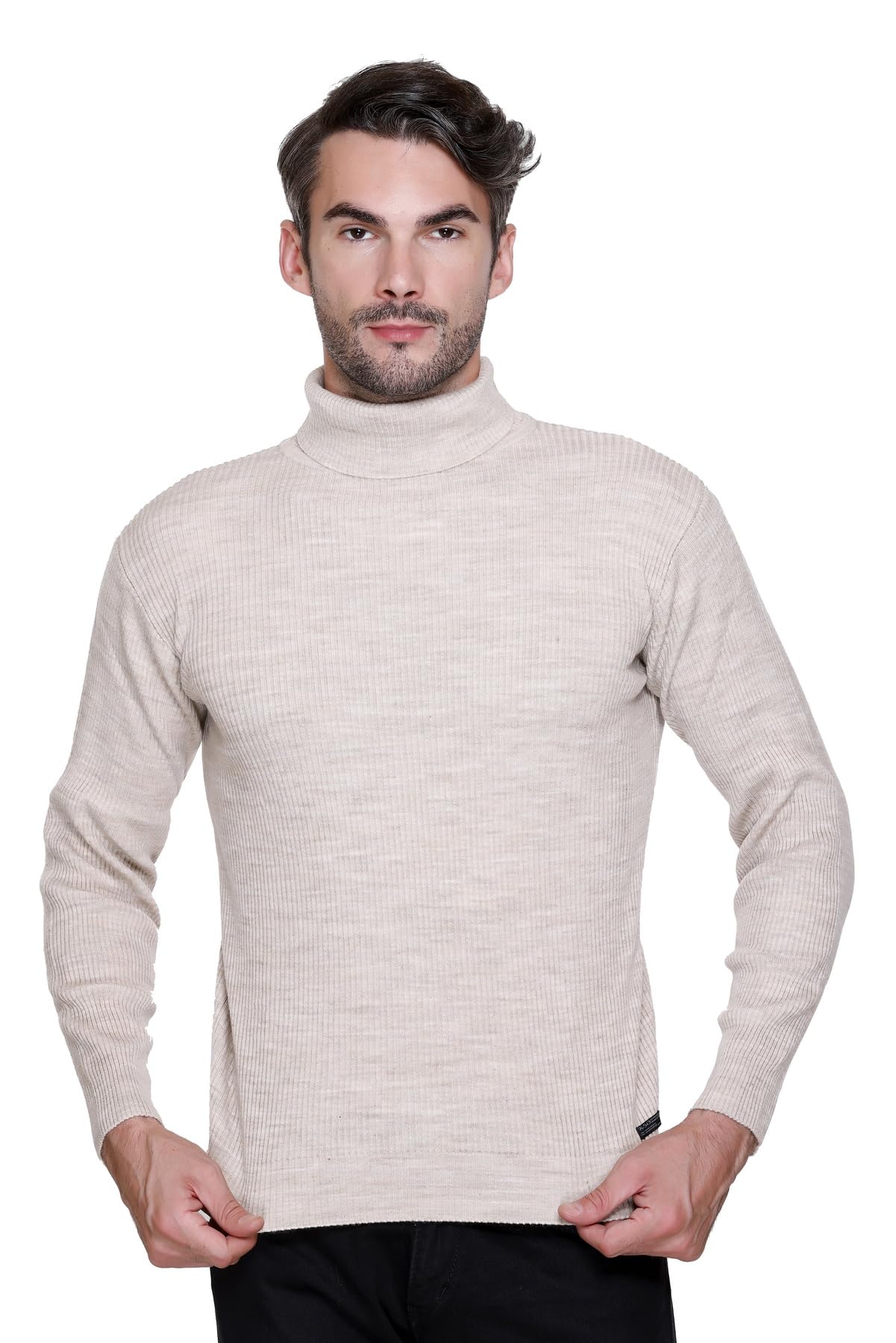 Men's 100% Acrylic High Neck Ribbed Winter Wear Regular Fit Casual Full Sleeve Solid Sweater