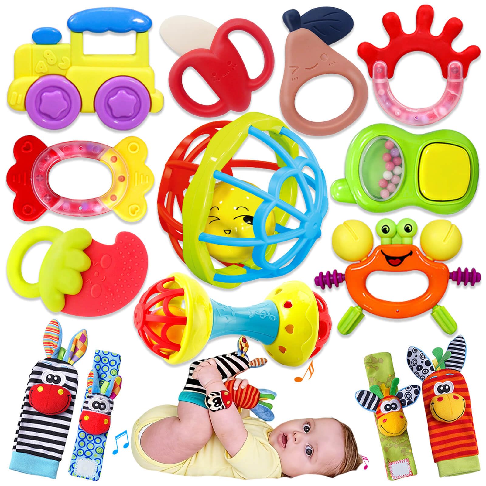 Baby Toys 0-6 Months - Baby Rattles Teething Toys 3-6 Month Infant Toys 6-12 Months Teether Toy 3 4 5 6 Month Old Newborn Essentials Must Haves Wrist