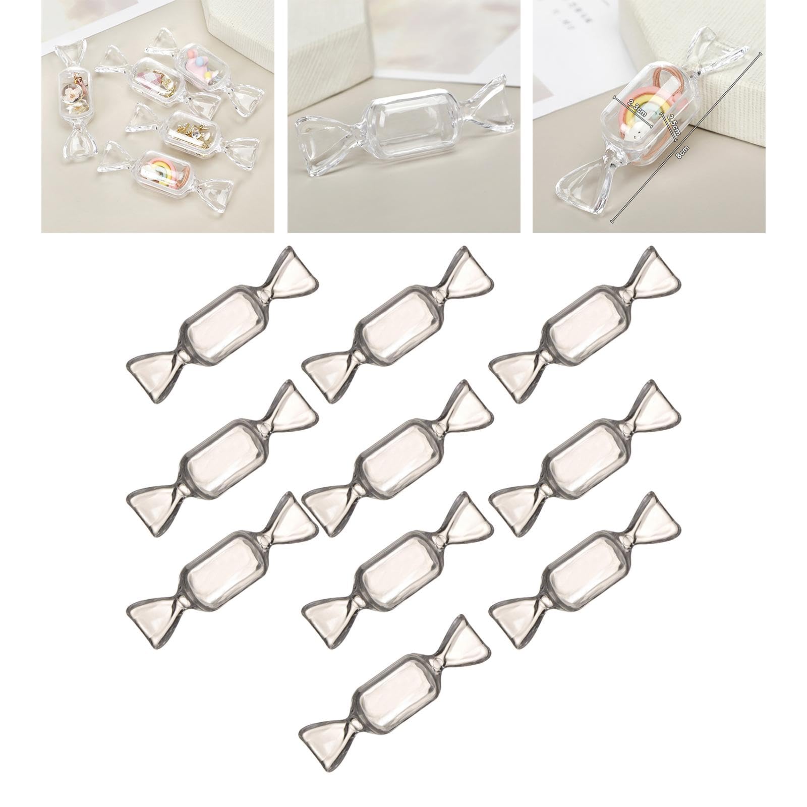 Juego de 10 mini organizadores de collares en forma de caramelo, pendientes, collares, almacenamiento, transparente, 10 piezas