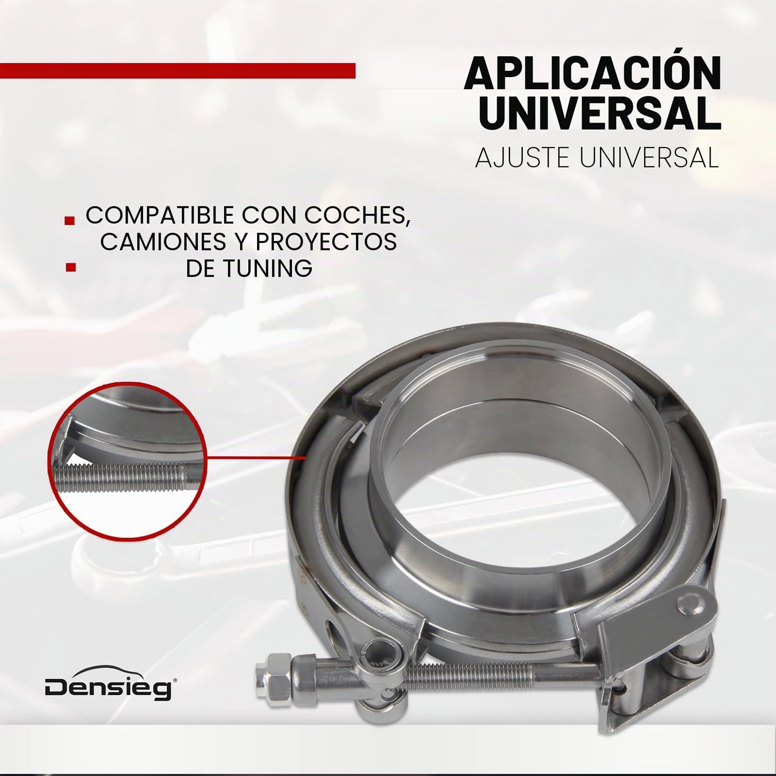 2 abrazaderas en V de 63,5 mm de diámetro + bridas – Kit de abrazadera de escape de acero inoxidable para turbo, tubo de escape descendente, cierre rápido, universal para deportes de motor y