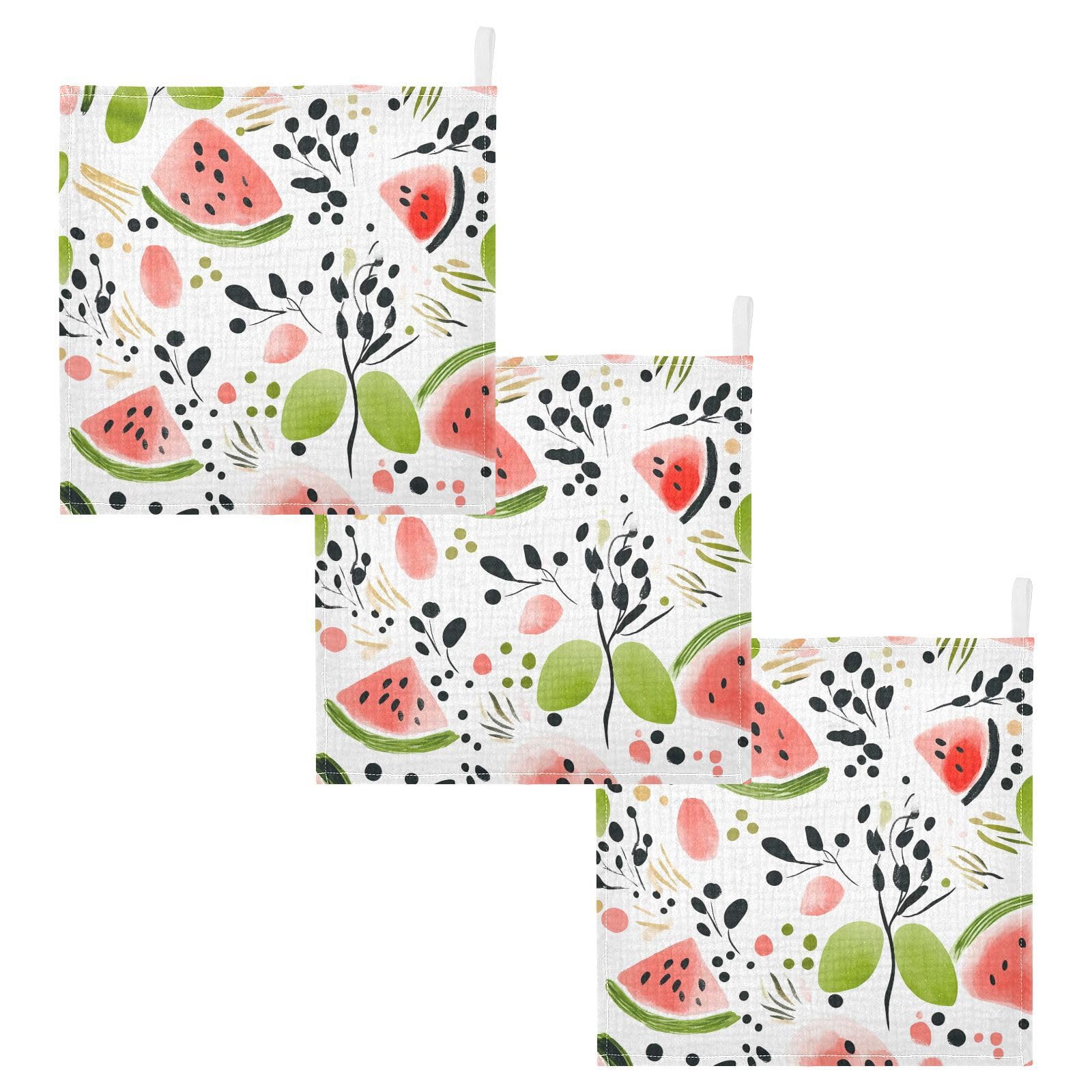 YETTASBIN Watermelon Muslin Baby Hand Washcloths Soft Cotton Bath Face Towel 4 Layers Extra Absorbent Feeding Burp Cloth