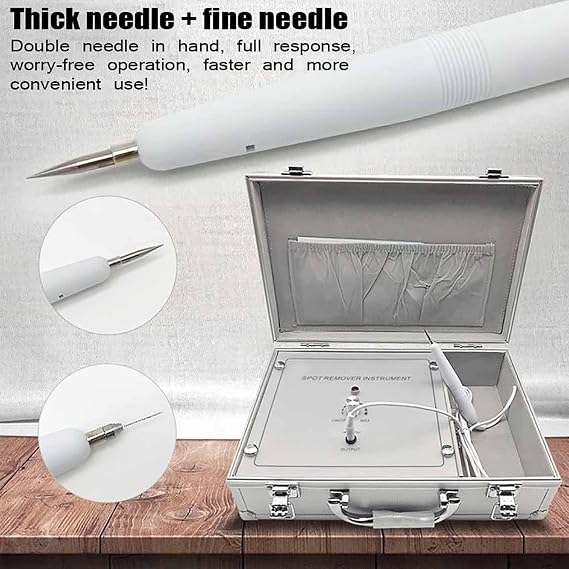 Skin Removal Label Machine, Thick Needle + Fine Needle Electronic Mole Removal Pen, Level 36 Adjustable Strength, No Scars, Facial Skin Care And Beauty Tools for Freckles, Warts And Dark Spots ,Silver