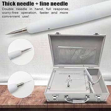 Skin Removal Label Machine, Thick Needle + Fine Needle Electronic Mole Removal Pen, Level 36 Adjustable Strength, No Scars, Facial Skin Care And Beauty Tools for Freckles, Warts And Dark Spots ,Silver