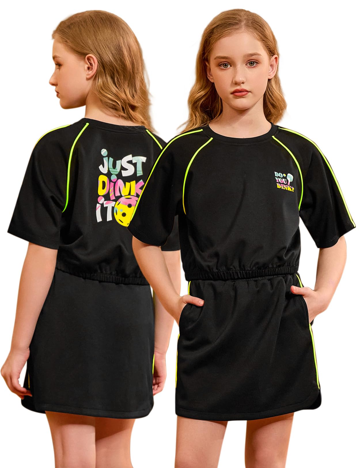Perfashion Girls Summer 2 Piece Outfits 80s 90s Tracksuit Windbreaker &amp; Short Sets Hip Hop Dance 4-13Y
