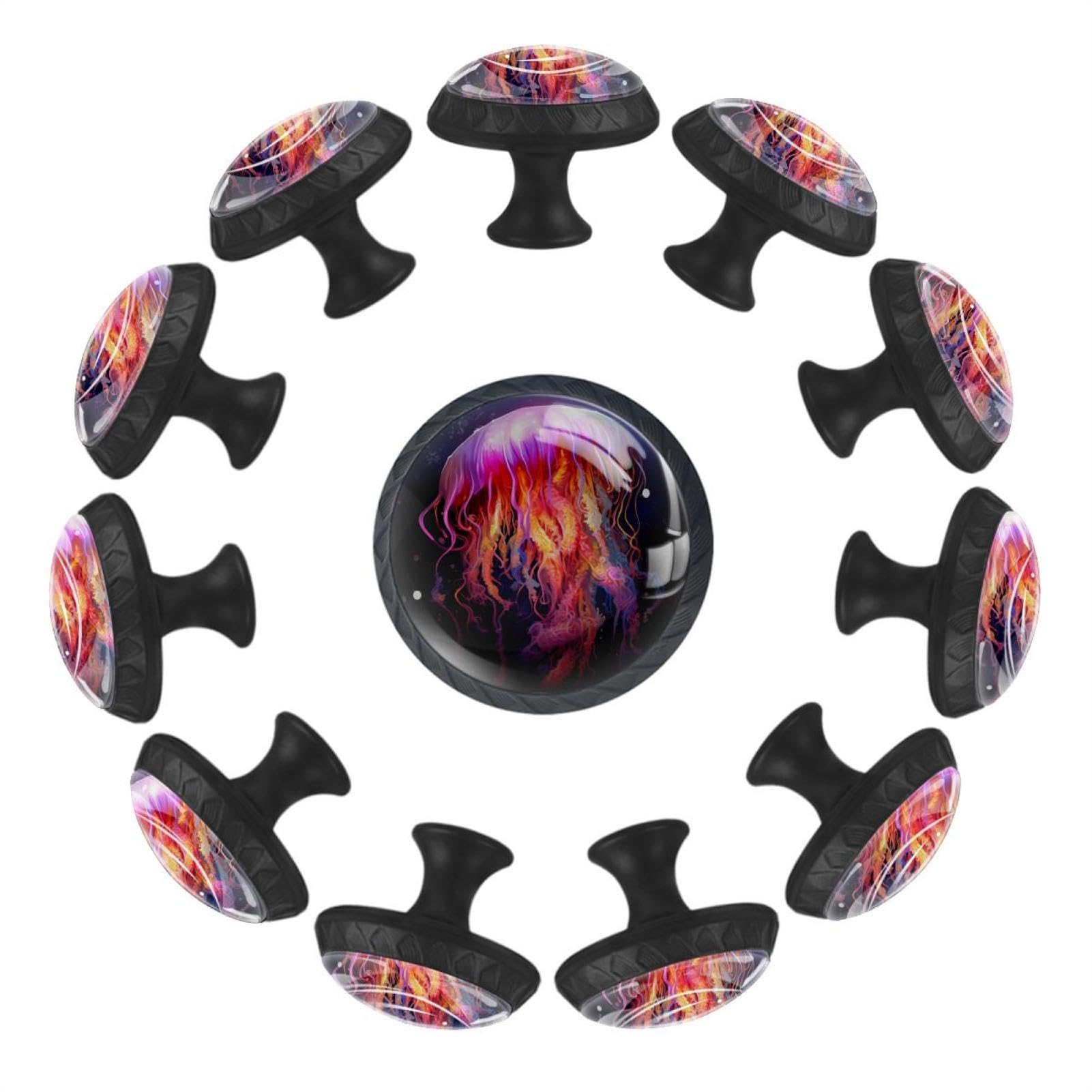Boutons de tiroir méduse en verre cristal pour meuble (lot de 12)