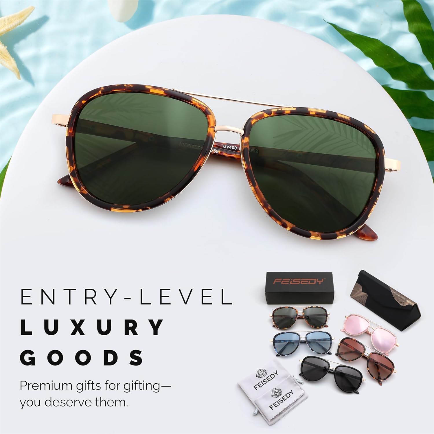 FEISEDY Retro Polarized Aviator Sunglasses for Women Men Vintage Square Sunglass With Classic Style B0259 - Image 7