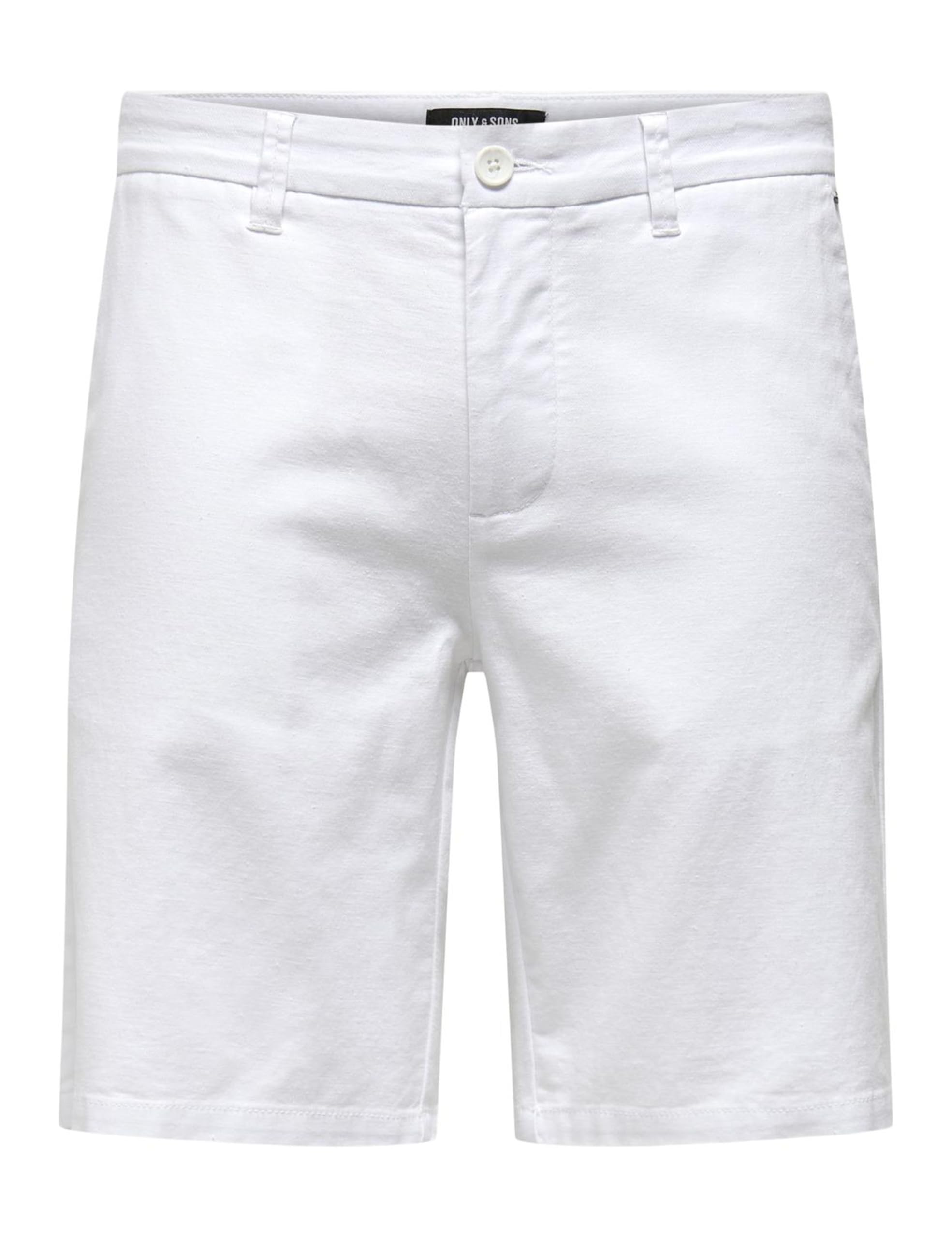 ONLY & SONS Men's ONSMARK 0011 Cotton Linen Shorts NOOS Chino Shorts, White,